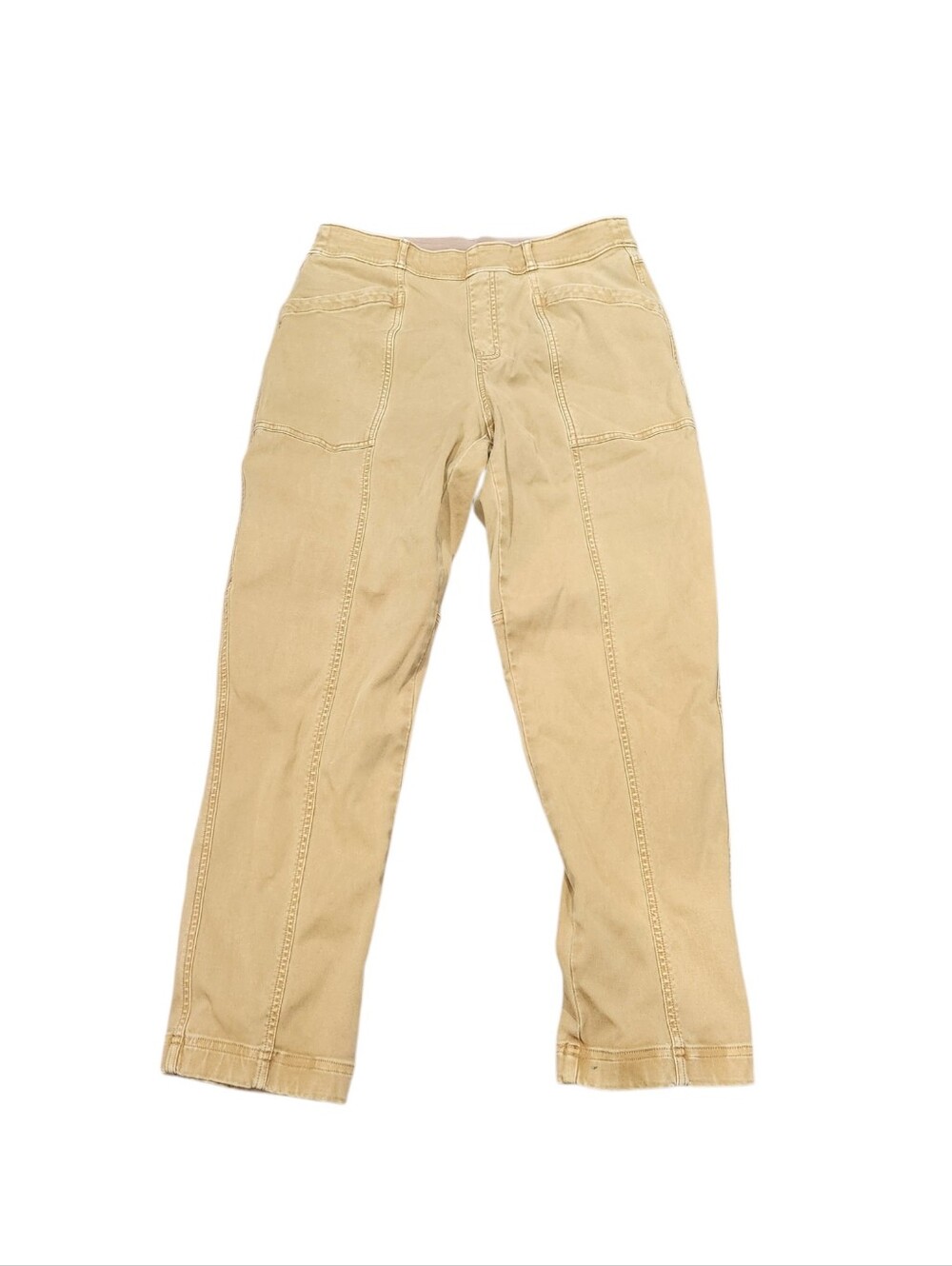 Spanx Stretch Twill Straight Leg Pants Tan Beige Size L - Picture 2 of 6